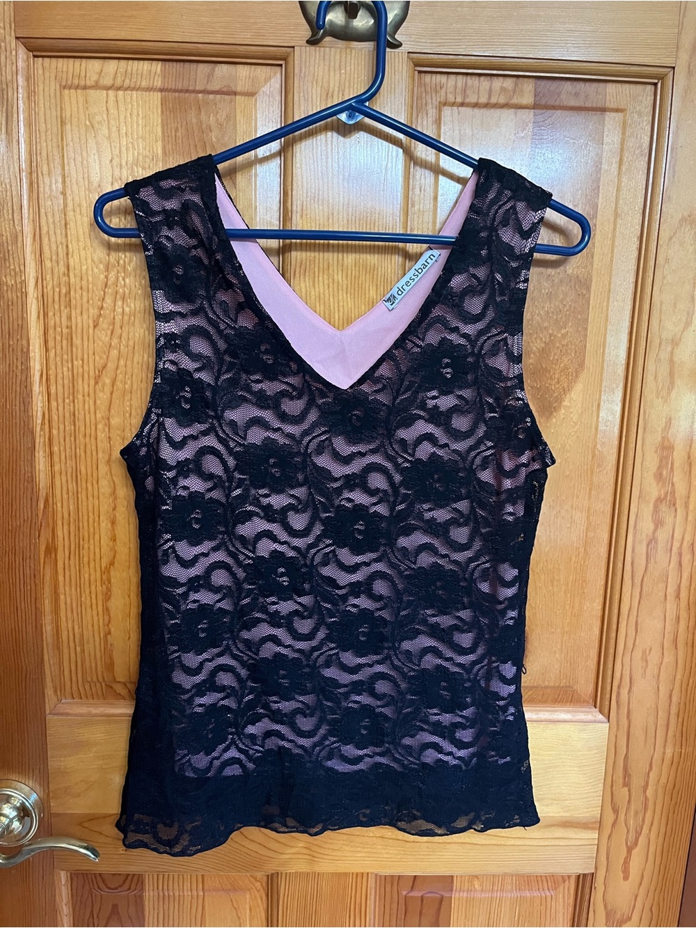 dressbarn Black Lace Camisole with Pink Lining